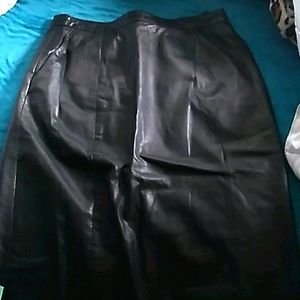Long Black real leather skirt